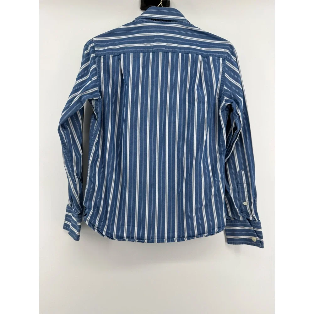 VTGE Abercrombie Youth Small Blue‎ White Striped Long Sleeve Button Down Cotton